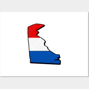 Red, White, and Blue Delaware Outline Posters and Art